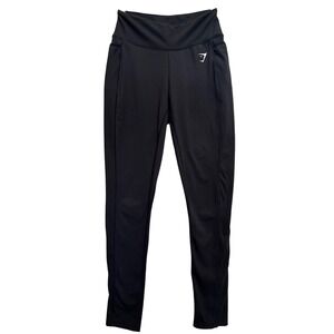 Gymshark Black Leggings High Waisted Workout Athletic Gym Pockets Size S Stretch